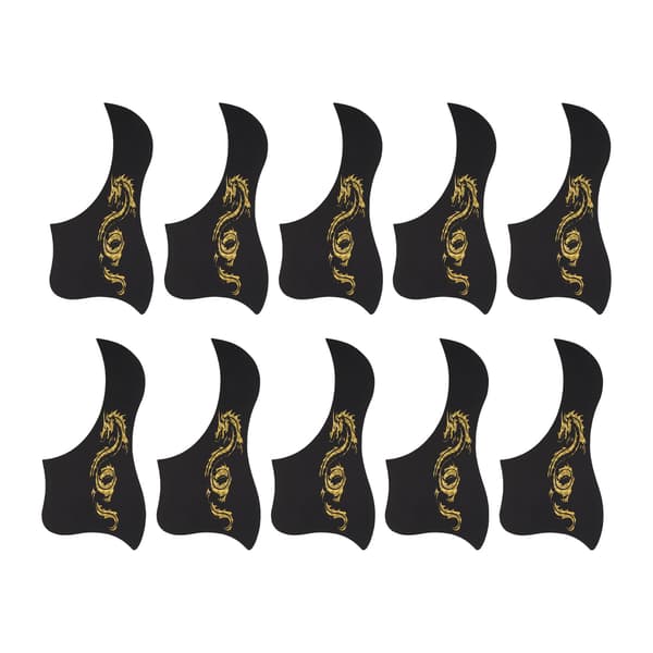10 st PVC Plektrumskydd för Akustisk Gitarr, Drakmönster Repskydd Set, 40\" 41\", Guld