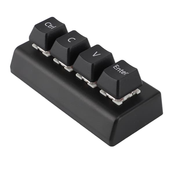 Programmerbar 4-tasters Macropad NKRO Rød Switch Ctrl CV Enter Mini Mekanisk Tastatur til Gaming Kontor Medier Sort
