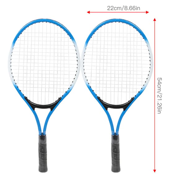 Ungdoms blå tennisracket i jernlegering til børn med træningsbold og mulepose
