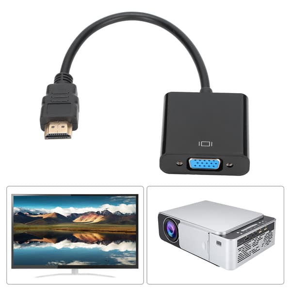 HD Multimedia Interface till VGA-omvandlare 1080P Kompakt ABS Videoadapter för bärbar dator 1 st