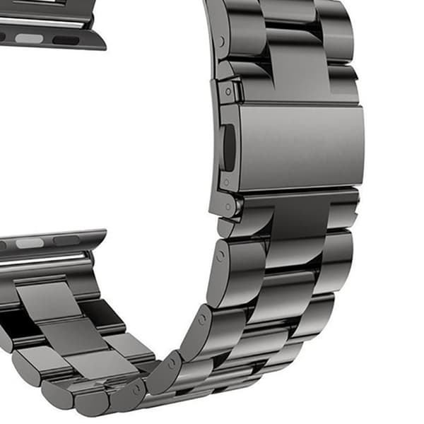 Metalarmbånd Letjusterbart Erstatningsrem i Rustfrit Stål til iOS Watch Sort 45mm/1.77in