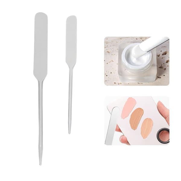 2 stk. Makeup Foundation Blandespatel Dobbeltendet Rustfrit Stål Neglelim Rørepind