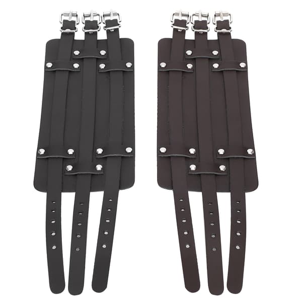 2 stk. bred manchetarmbånd justerbart retro punk kunstlæder håndledsrem sort brun