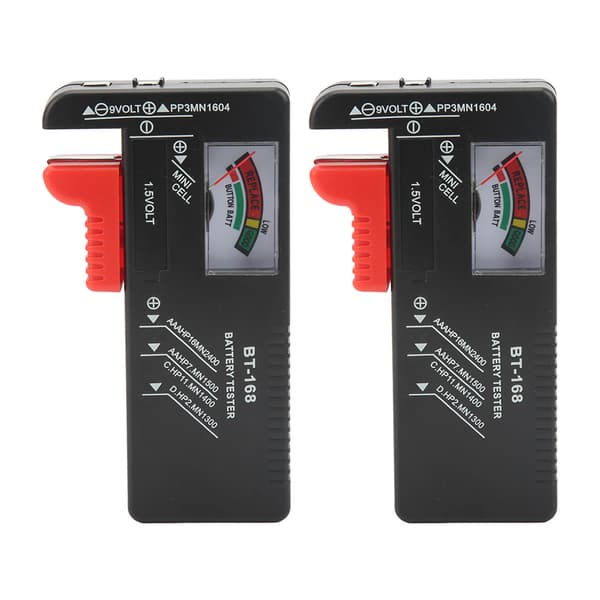 2-pak analog batteritester, bærbar knapcelle-spændingstester til AA AAA 1,5V 9V