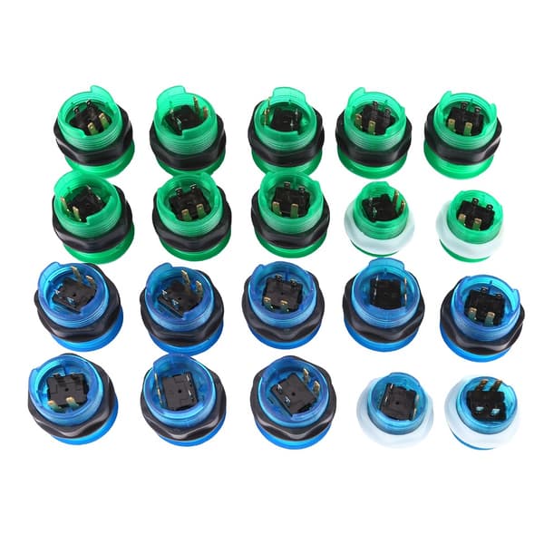 20 DIY LED-oplyste arkadespilknapper 2 joysticks 2 USB-encoder-kit spildele sæt