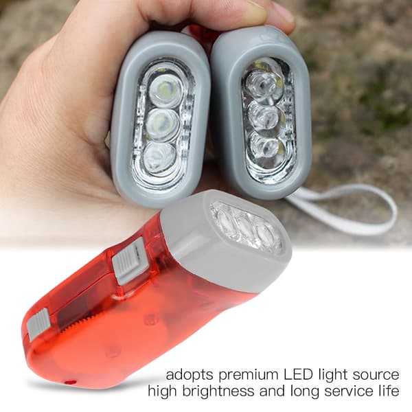 2 kpl Mini ABS käsikampi LED-taskulamppu, punainen/sininen, 10x5x2.5cm, hätäretkeily ulkovalo, dynamotaskulamppu