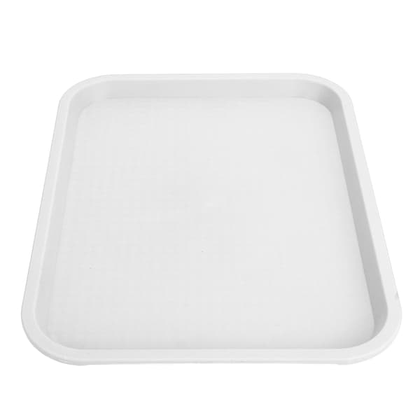 Rektangulär PP Halkfri Tjock Serveringsbricka för Restaurang Kafeteria, Vit Multifunktionell Matbricka