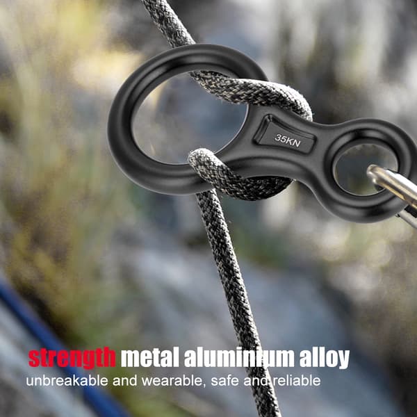 35KN Otte-tals Reb Nedfirer Abseil Ring Bjergbestigning Redningsudstyr Sort