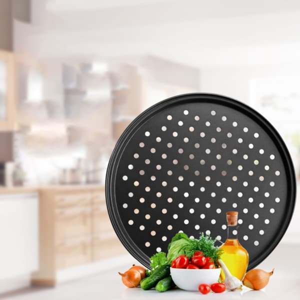 Non-Stick Pizzapande Rund Bageplade Stærk Kulstofstål Ovnplade