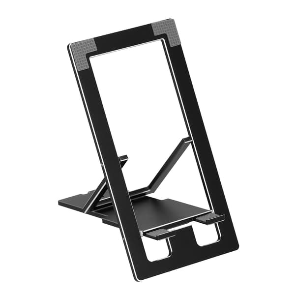 Justerbar skrivebords telefonholder foldbar aluminiumslegering tabletstativ sort til kontor