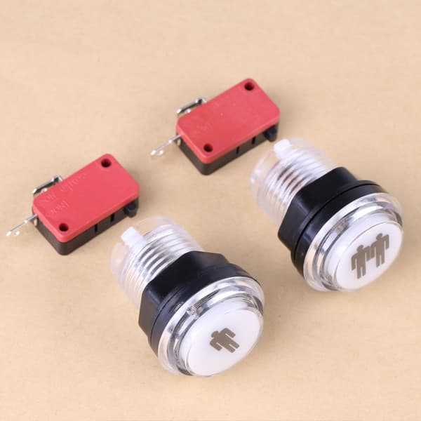 2 stk. LED-belyste 1P & 2P Start-spillerknapper DIY-sæt til arkadespil