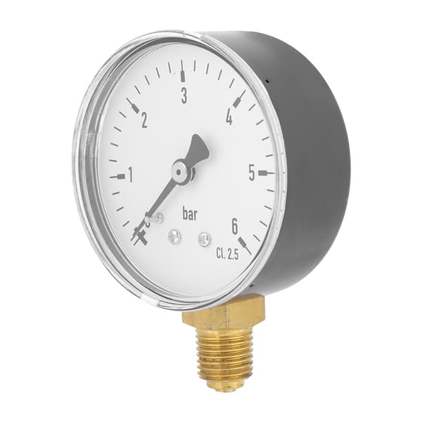 1/4\" NPT Hydraulisk Lufttryksmåler 0-6 bar, Sidemonteret Manometer