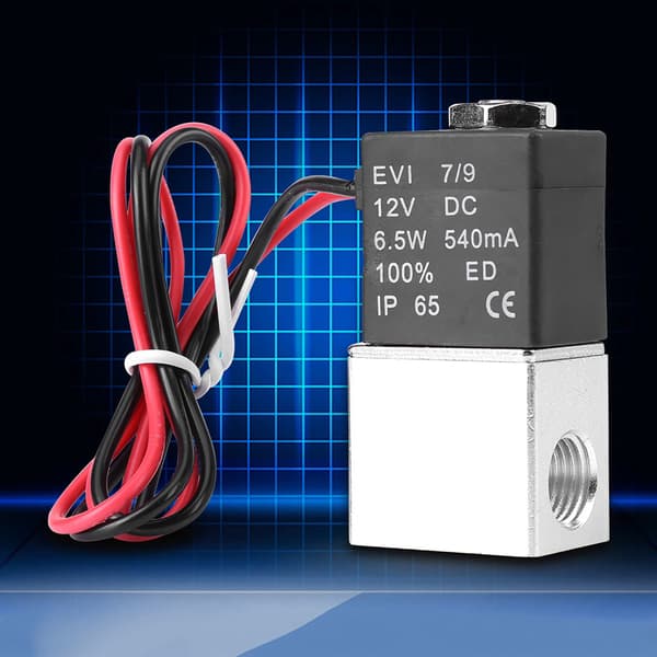 12V DC 1/4\" 2-vägs NC Pneumatisk Magnetventil, Aluminium Luftkontroll, 2-pack