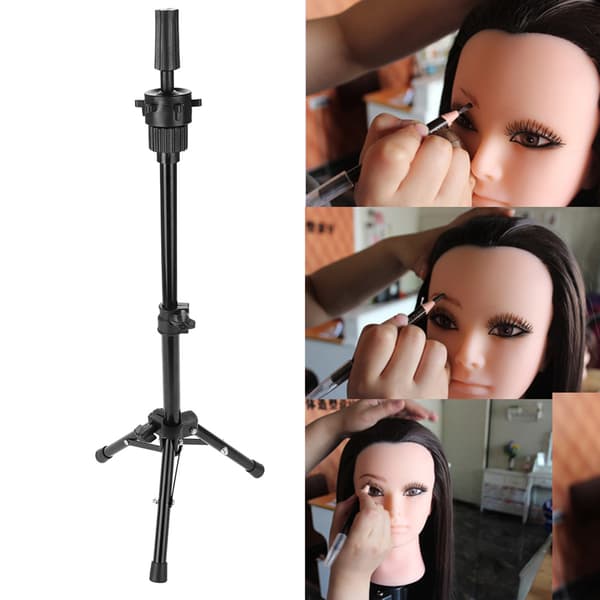 Frisør Træningshovedholder Salon Model Mannequin Hoved Stativ Sort