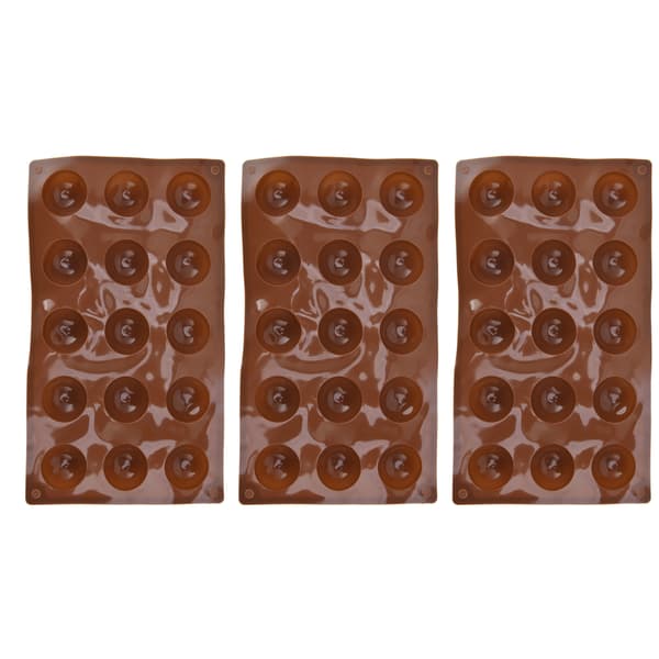 3 stykker 15-hulrums silikoneform chokoladebombe halvkuppel bageplade til kagegelébudding