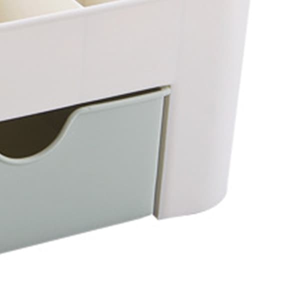 Grøn makeupbord-organizer med 6 rum og skuffe