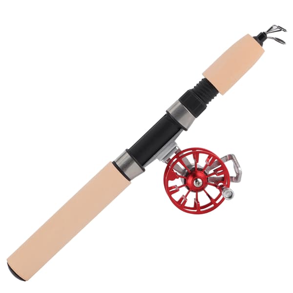 Isfiske Utdragbar Spö & Rulle Set FD50, Kompakt Vinterfiskesats, Röd, 150cm