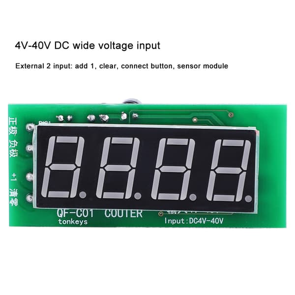 Digital tæller 4-cifret LED-display DC4-40V Hukommelsesbackup QF-C04 Panelmontering