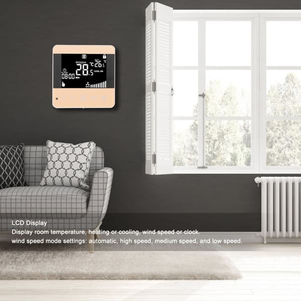 Smart WiFi LCD Termostat til Central AC Fan Coil Enhed, Digital Temperaturregulator, Hvid