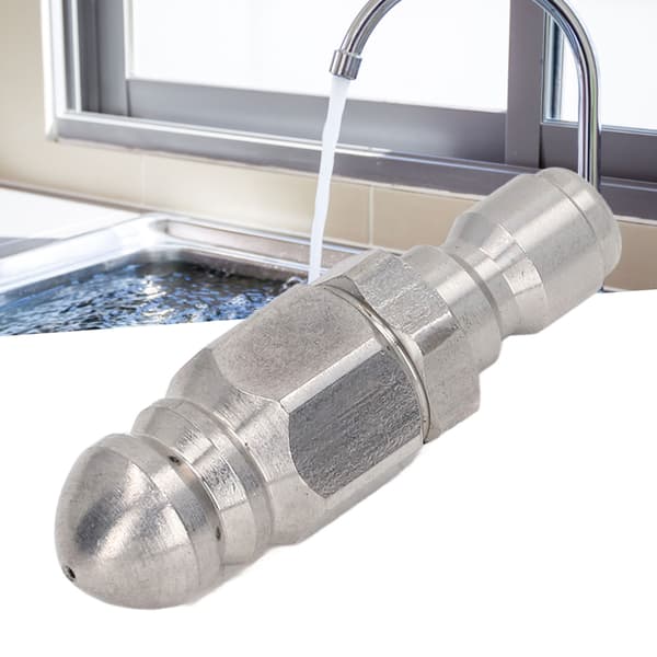 Højtryksrenserdyse 5000PSI, 1/4in NPT Quick Connect, Spids spids i rustfrit stål, 1 front- og 6 baghuller, til rengøring