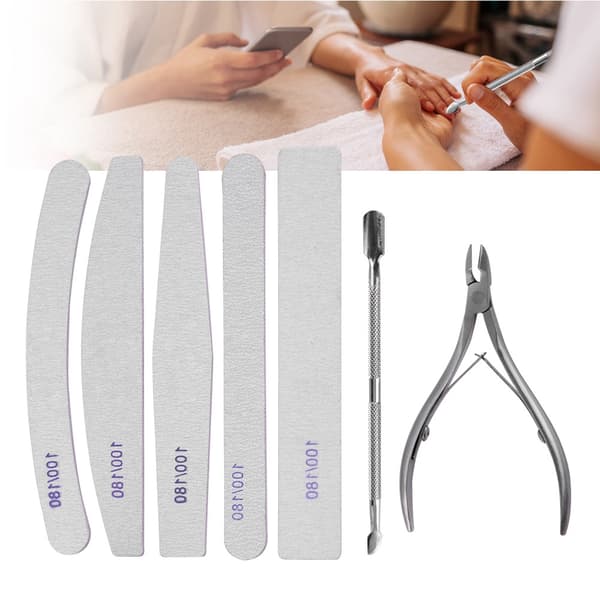 Professionelt neglekunst manicure pedicure værktøjssæt negleslibesvamp filer buffer polerer