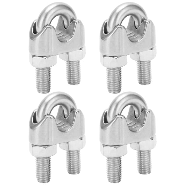 4-pak M14 9/16 tommer rustfrit stål wirekabelklemme U-bolt sadelbeslag