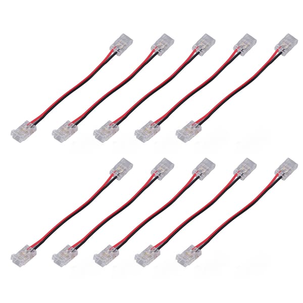 COB Strip Light Connector Dobbelt Hoved 8mm 2 Pin 10-pak