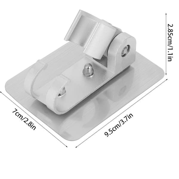 Justerbart duschhuvud i aluminium, silver, väggmonterat med krokar