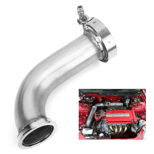 90° Flangealbueadapter Downpipe VBand Klemme Rustfrit Stål 2.5in ID til 3.2in OD