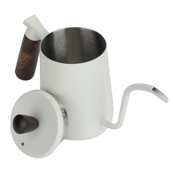 Rustfrit Stål 700ml Bærbar Kaffekedel, Lang Svanehalstud, Pour Over Kaffemaskine, Hjemmecafé, Hvid