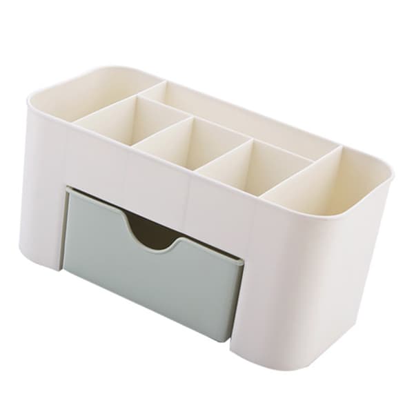Grøn makeupbord-organizer med 6 rum og skuffe