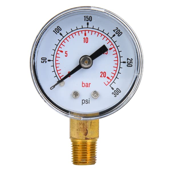 Trykmåler 1/8\" BSPT Bundmontering 0-300psi 0-20bar til luftolie vand