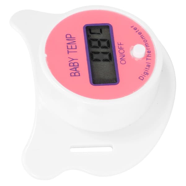 Digitalt babytermometer, oralt, sutteformet, beroligende LCD, nyfødt, lyserød, Celsius
