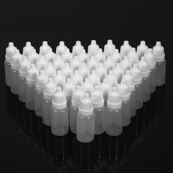 50 st 10 ml tomma klämbara plastflaskor ögonvätskebehållare med dropp