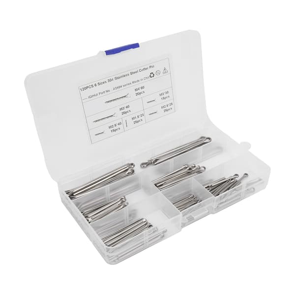 120 stk. splitstift-sortiment i rustfrit stål, 6 specifikationer, universel bilhardware