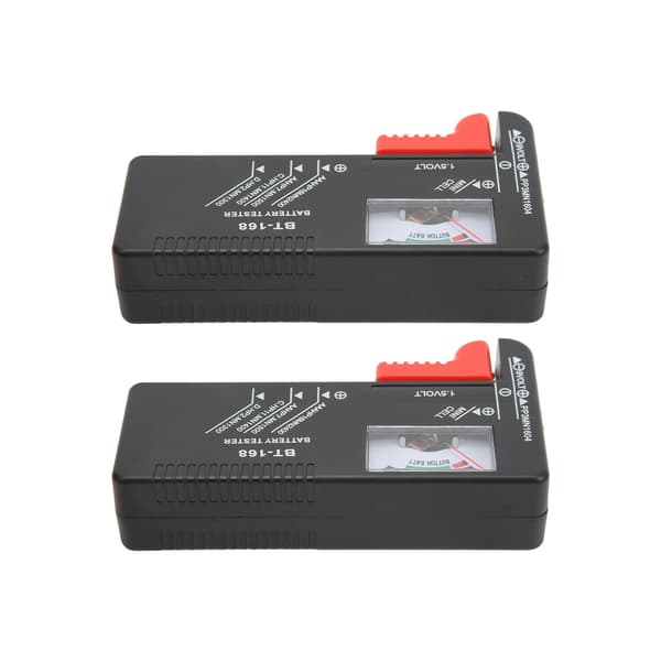 2-pack analog batteritestare, bärbar knappcellspänningskontroll för AA AAA 1,5V 9V