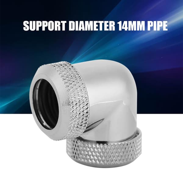 14mm OD Custom Loop 90° Kaksoisjäykkä putkiliitin silikonitiivisteellä, kromi messinki musta hopea 1kpl