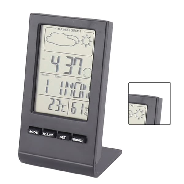 Digital inomhus LCD-hygrometertermometer med alarm - Svart