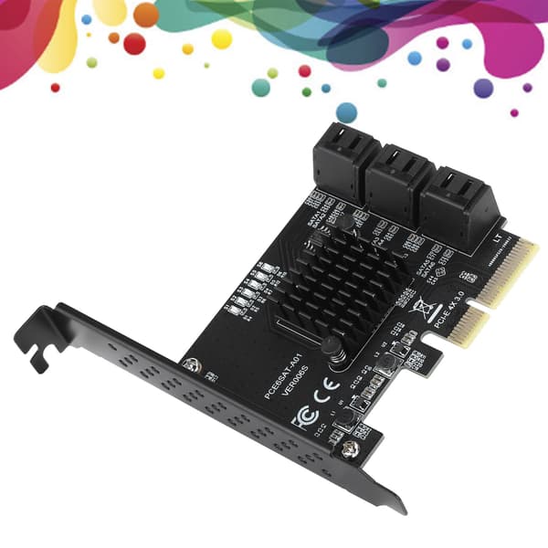 PCIE til 6-ports SATA3.0 6Gbps controllerkort, PCIE3.0 GEN3 4X Hub-adapter til harddisk