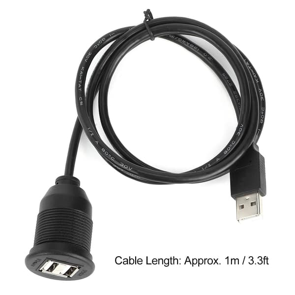USB2.0 1 uros 2 naaras datakaapeli vedenpitävä kojelaudan sovitinjohto autoon moottoripyörään