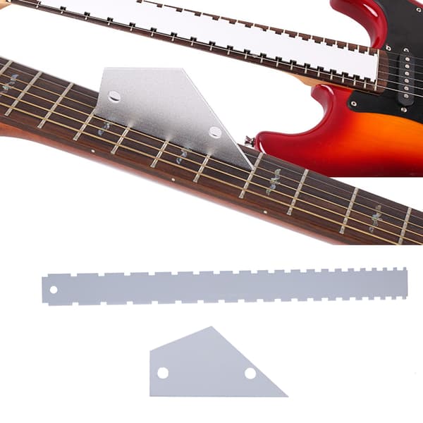 Silver Aluminium Gitarrhals Rak Kant Bandvippare Strängmätare Verktygssats