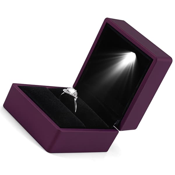 Lila LED-belyst ringförvaringslåda Smyckesdisplay Presentfodral