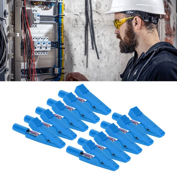 10-pack blå testklämma i ren koppar 2 mm bananjack bakre sondklämma för strömregulator