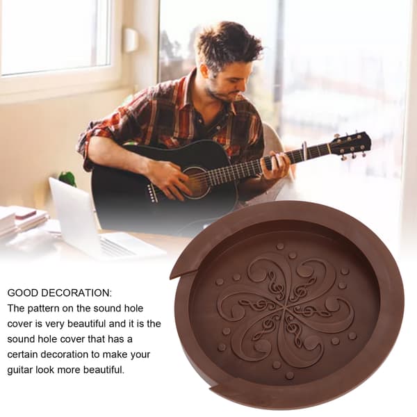 Akustisk gitarr ljudhålsplugg silikon dammskydd mjuk standardstorlek för musiker brun 1-pack