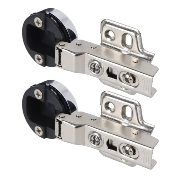 Rustfrit Stål Skab Glasdør Hængsel Sæt - 35 Kobber Glasdør Soft Close Buffer Hængsel - Mid-Bend Halv Overlæg 9mm