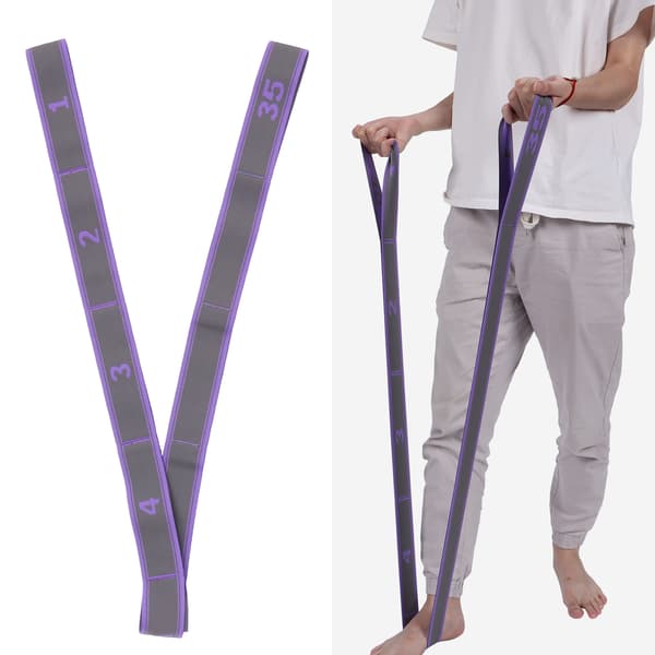 Yoga Stretch Strap Kvinder Fitness Høj Elastisk MultiLoop Trænings Stretch Bælte (Lilla Grå)