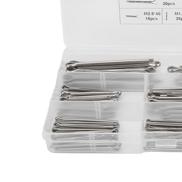 120 stk. splitstift-sortiment i rustfrit stål, 6 specifikationer, universel bilhardware