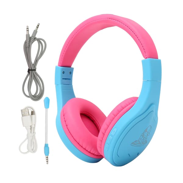 Bluetooth Junior Hovedtelefoner Stereo Støjisolerende RGB LED Foldbare Børne Trådløse Headset med Mikrofon Blå