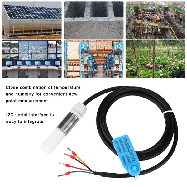 Støvtæt temperatur- og fugtighedssensorprobe, rustfrit stål og plasthus, I2C-interface (SHT35)
