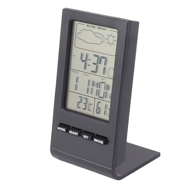 Digitalt indendørs LCD-hygrometertermometer med alarm - sort